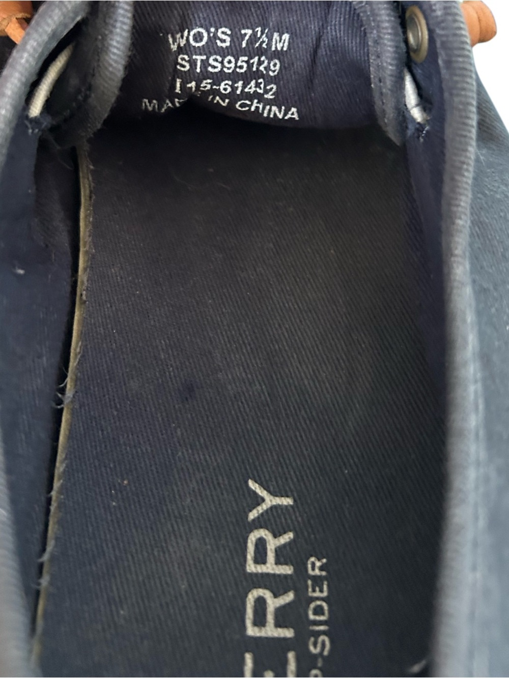 Sperry Navy Canvas Sneakers with Brown Laces - Picture 6 of 6